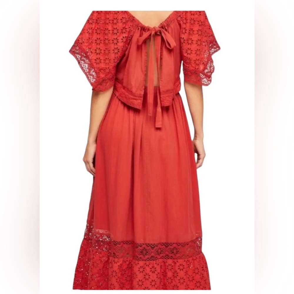 REE PEOPLE Maxi Skirt & Cropped Burt Red Summer Set